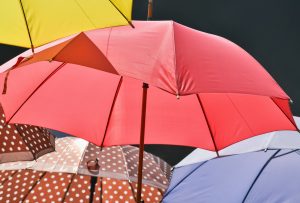 Closeup of one red umbrella as a symbol of sexual workers